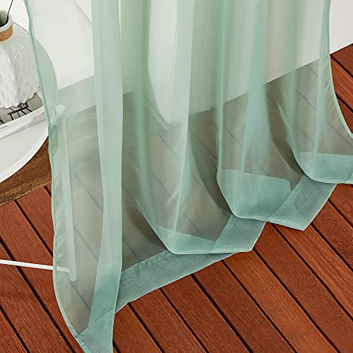 Image of NICETOWN Sage Green Kitchen Curtains 45 inch Length, Grommet Voile Sheer Airy & Lightweight Soft Window Treatments with Light Filtering for Cafe, W54 x L45, 2 Panels