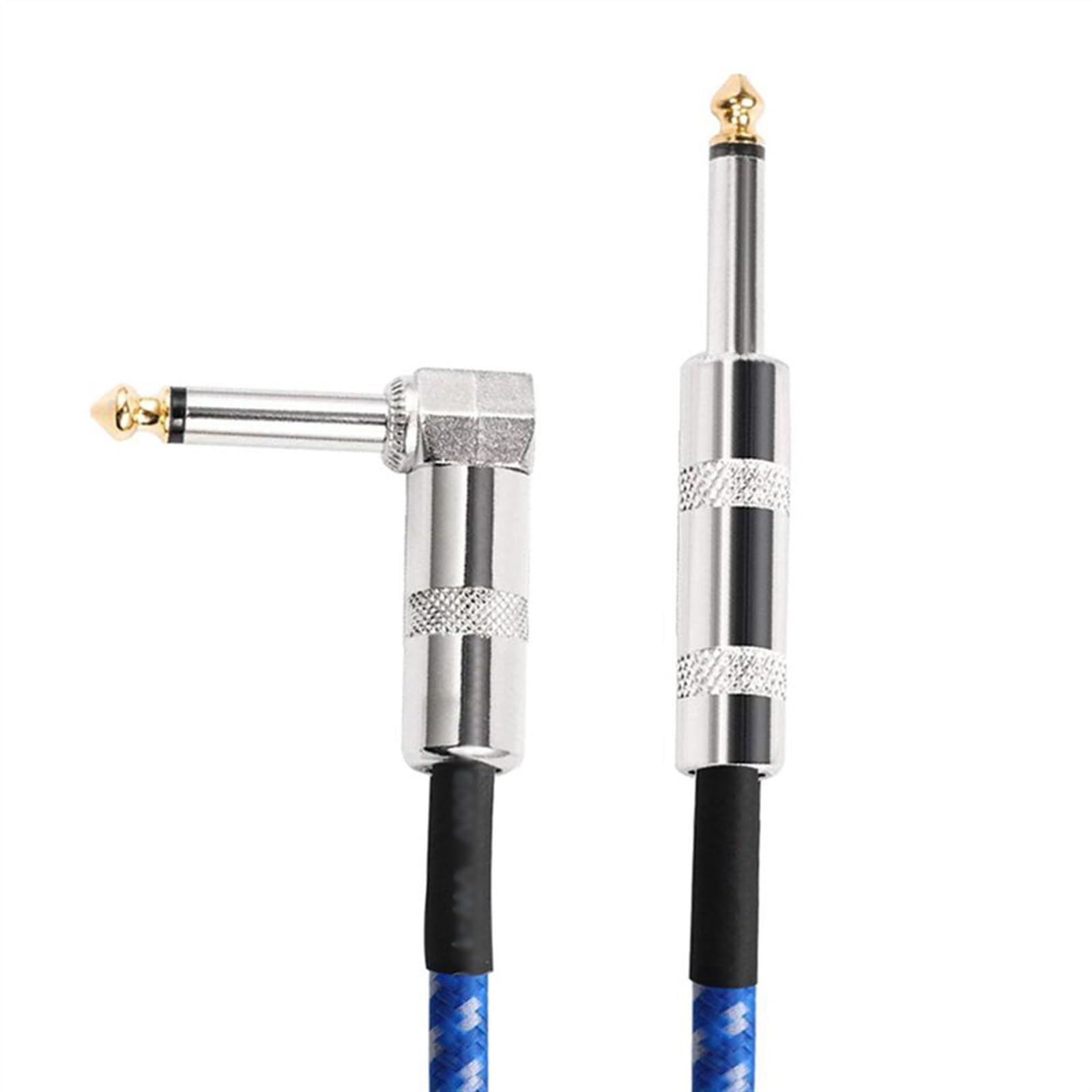 akcesoria do gitary 3 Metry Elektryczna Gitara Basowa Kable Audio Prosto Do Prawej 6.35mm Kąt Wtyczki TS Męski 1/4 Cal Części Do Gitary (Color : Blue)
