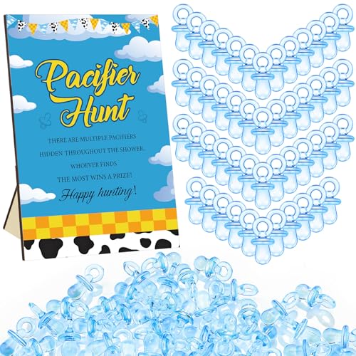 Image of Thyle 51 Pcs Blue Sky Pacifier Hunt Baby Shower Games Boy Story Decorations Include Hunt Sign and 50 Acrylic Pacifiers for Baby Shower Game Decoration Gift Sets Gender Reveal Party Decor