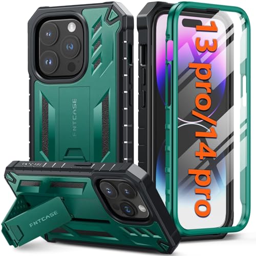 Coque béquille iPhone 13 Pro verte à protection militaire robuste