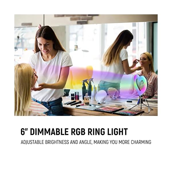 Coniya 6-Zoll-RGB-Videoleuchte Herzförmiges LED-Fülllicht Dimmbar USB-betrieben mit flexiblem Kugelkopfadapter Desktop… – Bild 6