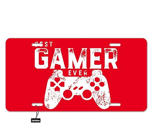 Lefolen Best Gamer Ever - Placa de matrícula delantera de automóvil con diseño geométrico divertido y divertido diseño geométrico para decorar