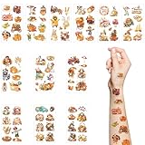 Lot de 12 feuilles de tatouages temporaires à paillettes pour enfants - Automne - Vacances - Tatouage avec Turquie, citrouille pour garçons et filles - Décorations de fête de Thanksgiving