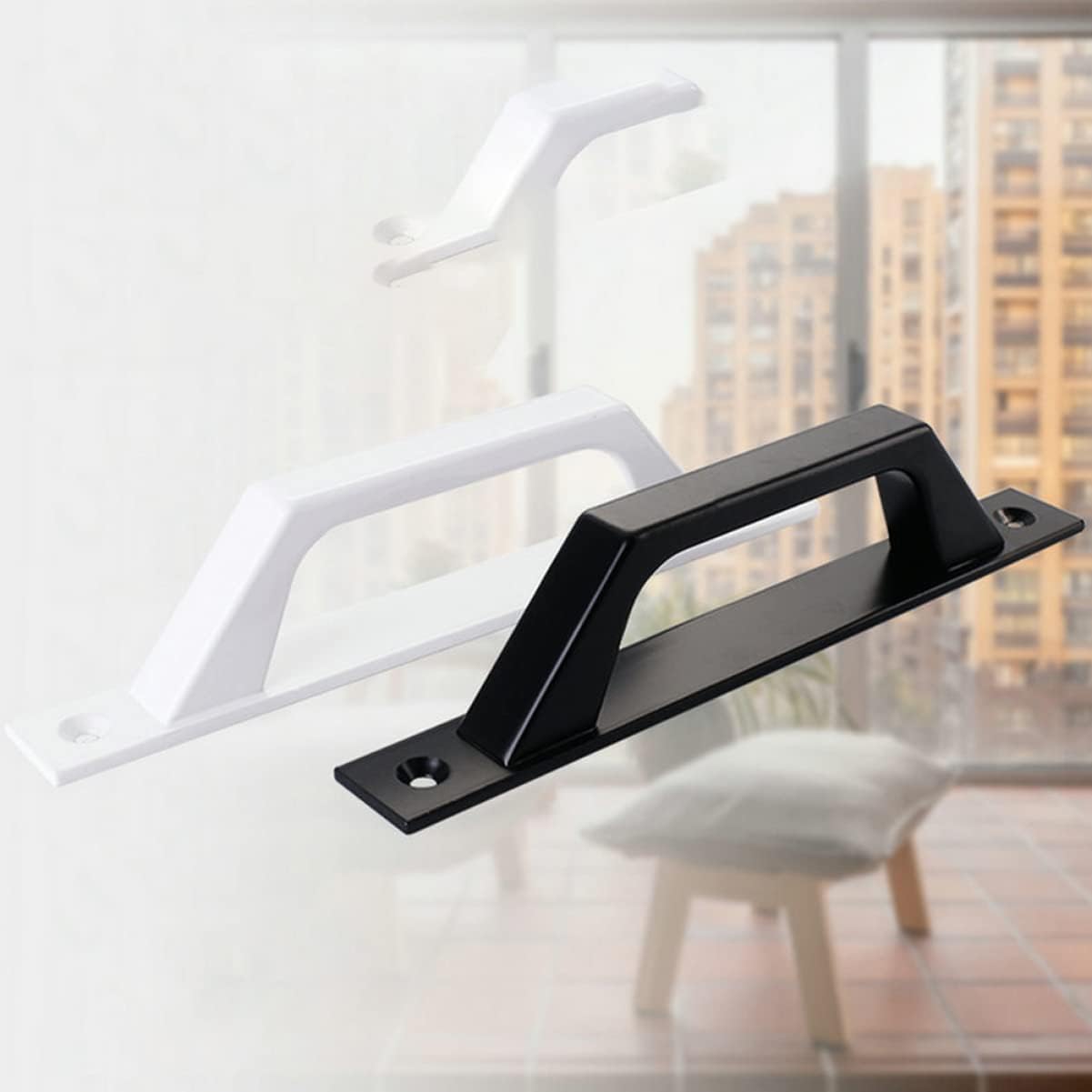 Door Handles,Kitchen Door knobs,2pcs, White Handle Bar Alloy Drawer Practical Cabinets Aluminium Hole Industrial Duty White Heavy Sliding Inch (Color : Black, Size : 20X2.45cm)