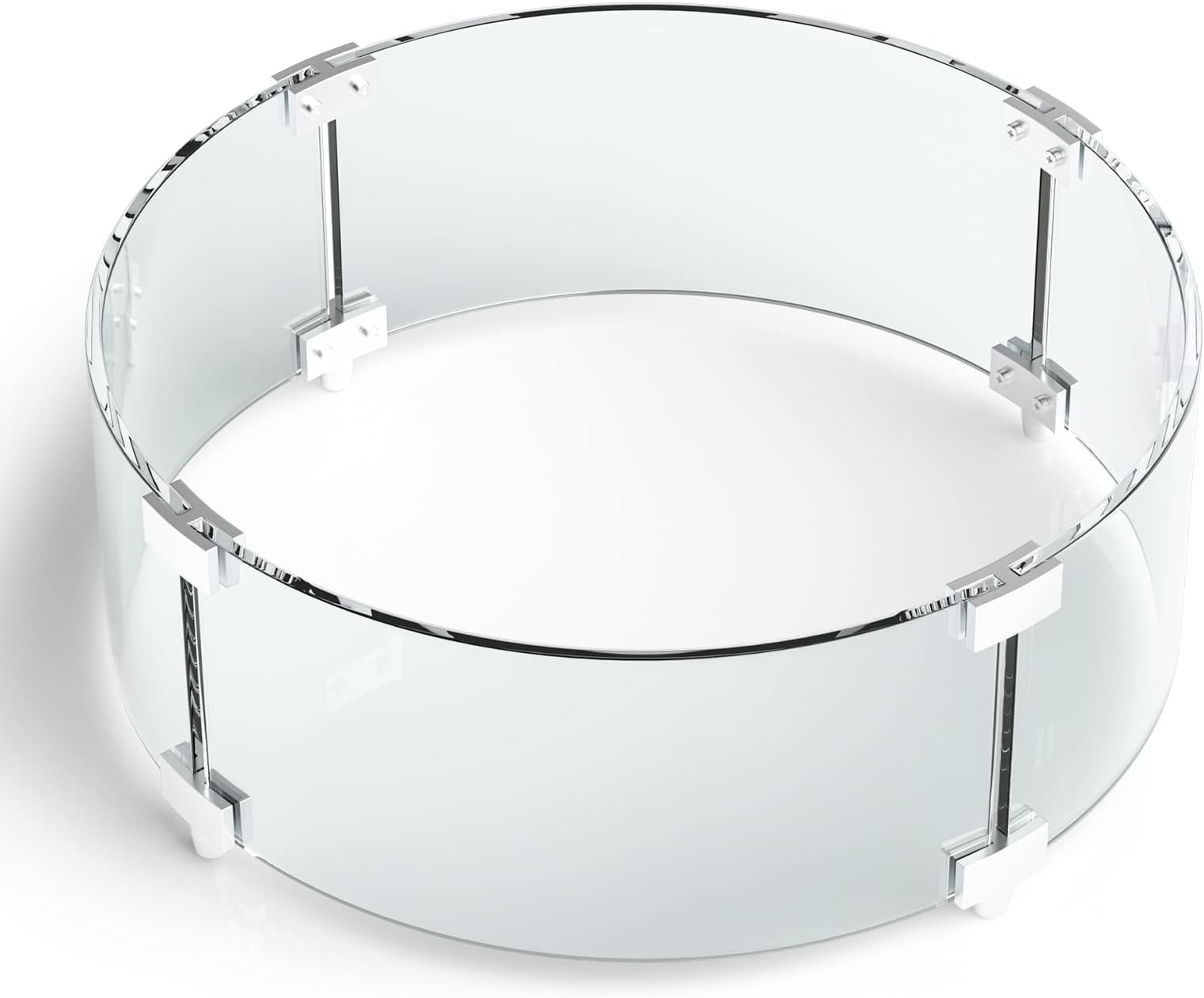 Grisun Round Fire Pit Glass Wind Guard - 23 x 23 x 6 inch, Thick 5/16 inch Heat-Resistant Tempered Glass Guard with Aluminum Alloy Corner Bracket and Feet for Propane, Gas, Outdoor