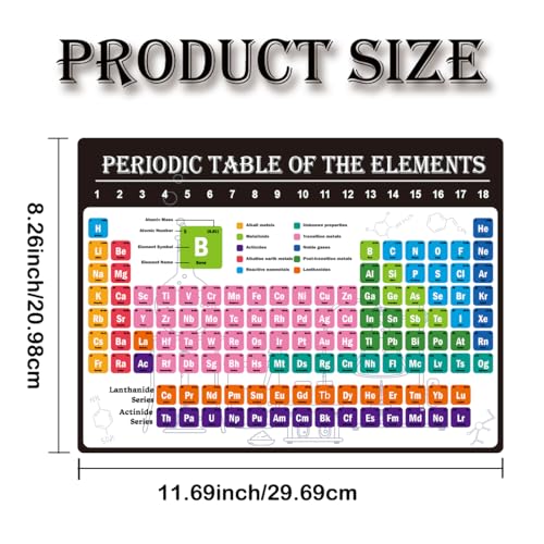 Tabela periódica, 2 peças, cartão científico, tamanho de bolso de 23 x 30,48 cm, tabela de referênci