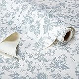 RAY STAR Shelf Liner, 18 Inch x 8 Feet Non Adhesive Silver Floral Cabinet Liner for Pantry Drawer Vanity, Strong Grip Non Slip Waterproof, Shelf Liners for Kitchen Cabinets Cupboard