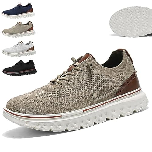 Generisch Comfofeet Zapatos Oxford para hombre, zapatos ortopédicos ultracómodos, zapatos de trabajo Breeze Walking, elegantes, caqui, 47 EU