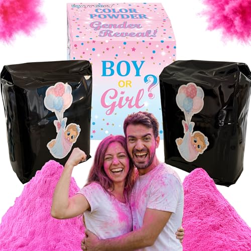 Baby Girl Gender Reveal Powder 6 lbs Blackout Bags Vibrant Pink Powder for Tire Burnout Color Exhaust Smoke & Shooting Targets. Leakproof Non Toxic Party Kit. 2 x 3LB + Gender Reveal Idea Guide