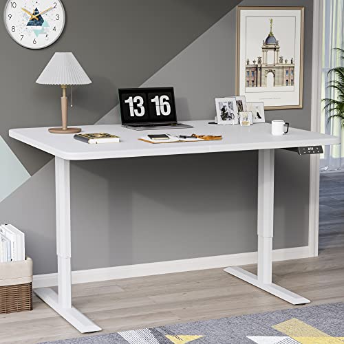 Yeshomy Electric Standing Desk Height Adjustable Table Ergonomic Home Office Workstation With Cup Holder And Headphone Hook, 55", White #TOP1