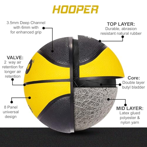 Image of Synco Hooper Basketball Size-7 | Men's Basketball | Moulded Technology | 8 Panel | Suitable for Indoor & Outdoor Games (Yellow Black)