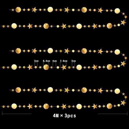 Gold Twinkle Little Star Party Garlands Glitter Hanging Moon Stars Decorations Kids Birthday Bday Baby Shower Wedding Ramadan Eid Graduation Party Supplies #TOP2