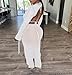 EDITCOZY Women Mesh Sheer 3pcs Outfits Long Sleeve Top Long Pant Bikini Cover Up White L