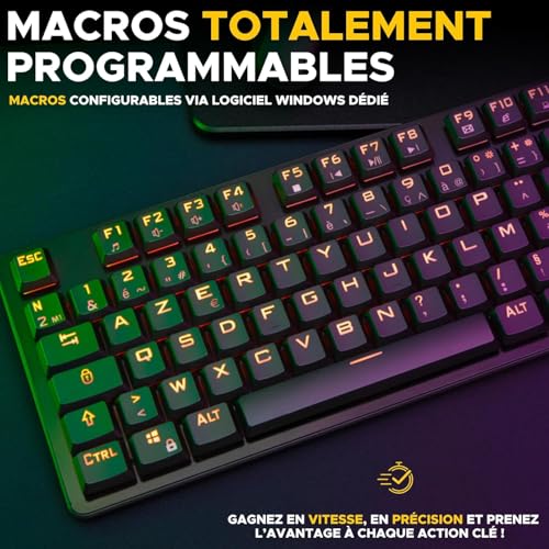 The G-Lab Keyz Platinium TKL - Red Switch Outemu Low Profile AZERTY gamingowa klawiatura gamingowa TKL Ultra Thin, RGB i klawisze w 100% konfigurowalna, pełna ochrona przed ghostingiem -