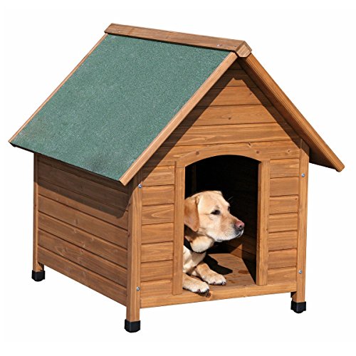 Kerbl Pet Hundehütte, Hundehaus, braun/grün, 85x73x80cm, Holz, wetterfest, Hunde, höhenverstellbare...