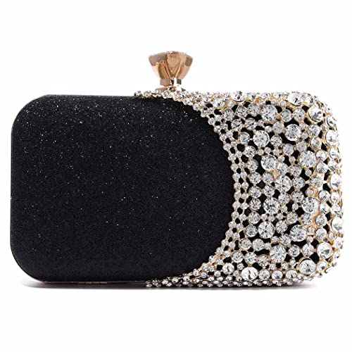 Yokawe Womens Rhinestone Evening Bags Sparkly Crystal Purse Clutch Bride Wedding Party Prom Handbag (Black) #TOP12
