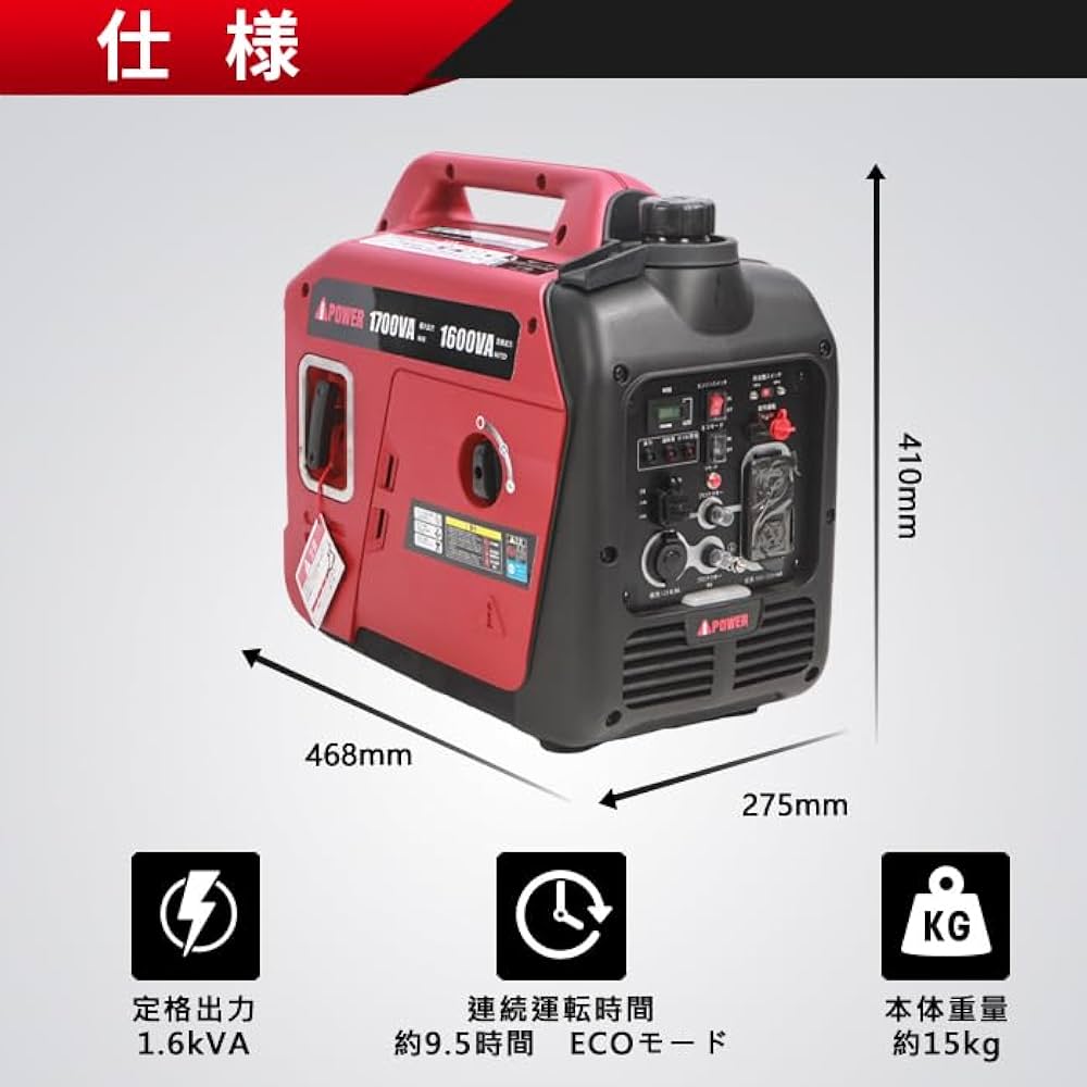 ア*ア様 【新品・未使用】インバーター発電機　定格1600w Aipower Amazon | Aipower APJ1700i インバーター発電機 定格1600W 小型