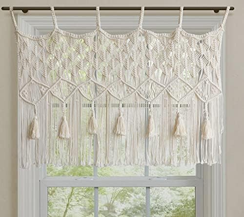 Jakalin Macrame Valances Macrame Curtains for Windows Doorway Macrame Wall Decor Handmade Craftsmanship Boho Wall Decor 43" Wx 30" L