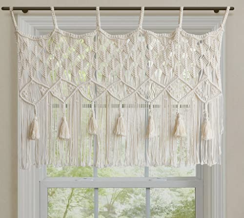 Jakalin Macrame Valances Macrame Curtains For Windows Doorway Macrame Wall Decor Handmade Craftsmanship Boho Wall Decor 43" Wx 30" L #TOP3