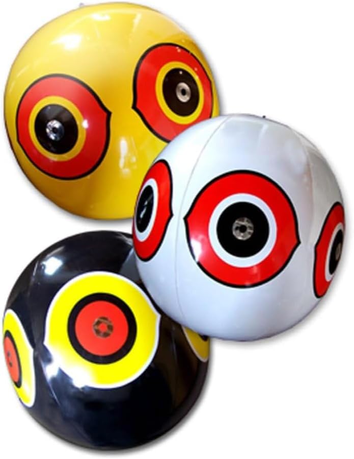 Scare-Eye Balloons, Predator 3D Eye Balloons with Glaring, Bright Colors, Cover up to 6,000 sq. ft. Area, Pack of 3, Yellow, White, and Black