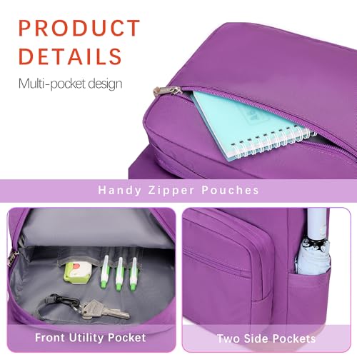 abshoo Basic School Backpack for Middle High School Bookbag for Teen Girls College Backpacks Travel Daypack (Purple)3