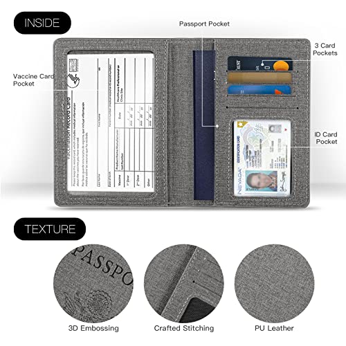Vidivici Unisex 2Pk Rfid Passport And Vaccine Card Holder Combo,Passport Holder-Black&Light Blue #TOP3