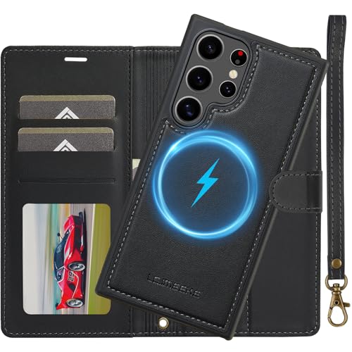 Étui en cuir pour Samsung Galaxy S25 Ultra avec fermeture magnétique amovible
