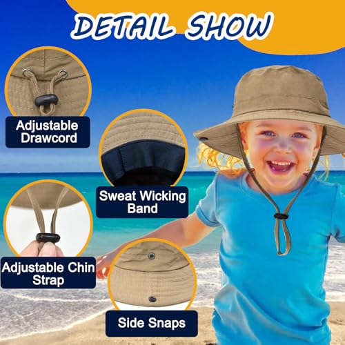 Image of Outdoor Kids Sun Hat UPF 50+ Quick Dry Foldable Bucket Hat Lightweight Adjustable Fishing Safari Hat for Girls and Boys