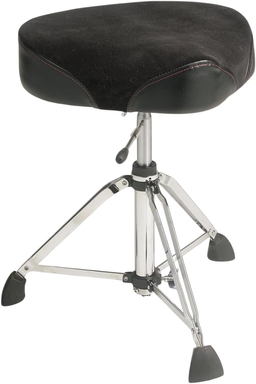 Gibraltar Hydraulic Drum Throne with Oversized Saddle Seat and Pneumatic Height Adjustment, Double-Braced Tripod, Super Foot Base, Plush Cushion for Maximum Comfort, 9000 Series (9608HM)
