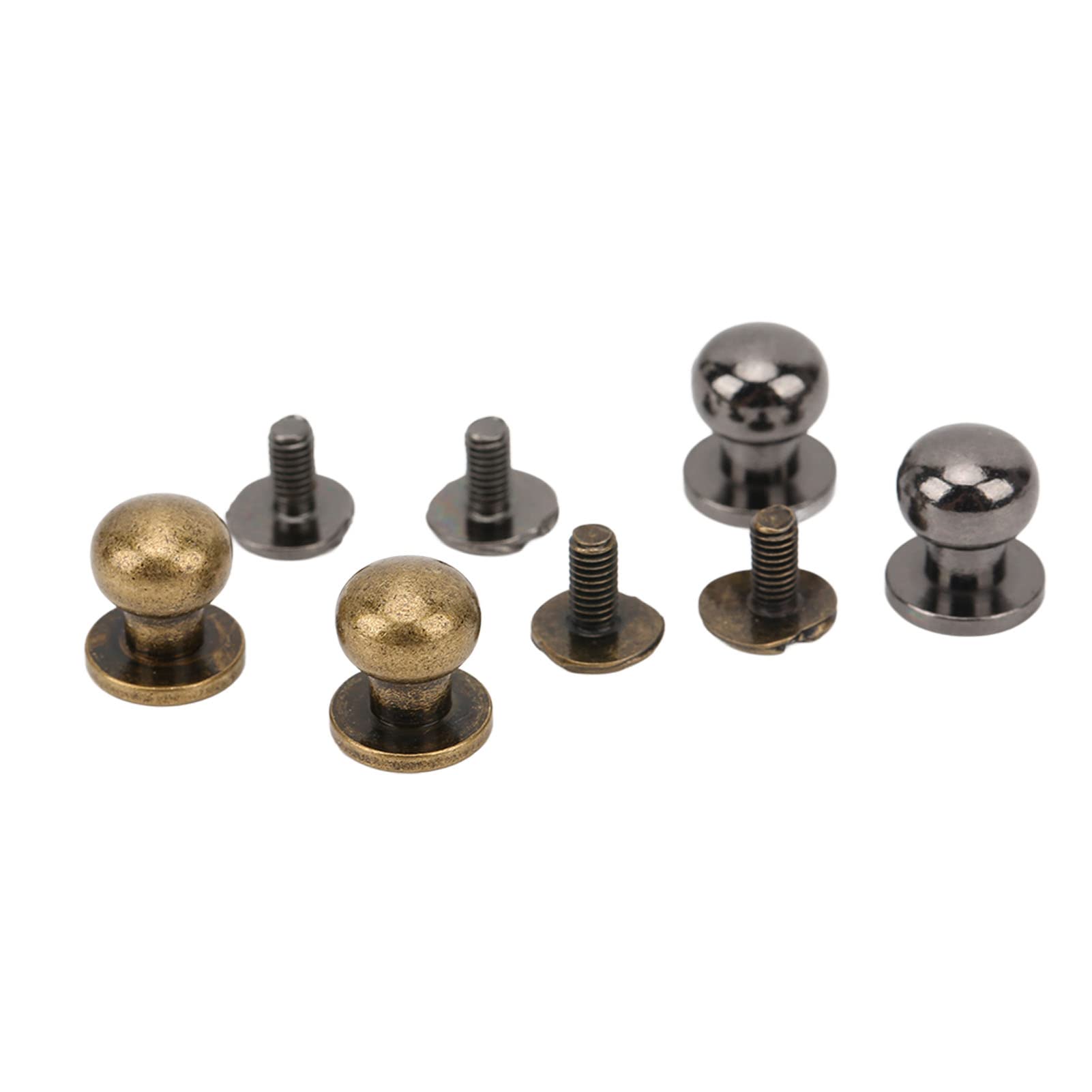 Remaches metálicos de cabeza redonda Monk Copper, multiusos, decorativos, para manualidades en cuero, ropa y calzado (200 piezas, 9x8 mm). (Plata Negro Bronce)