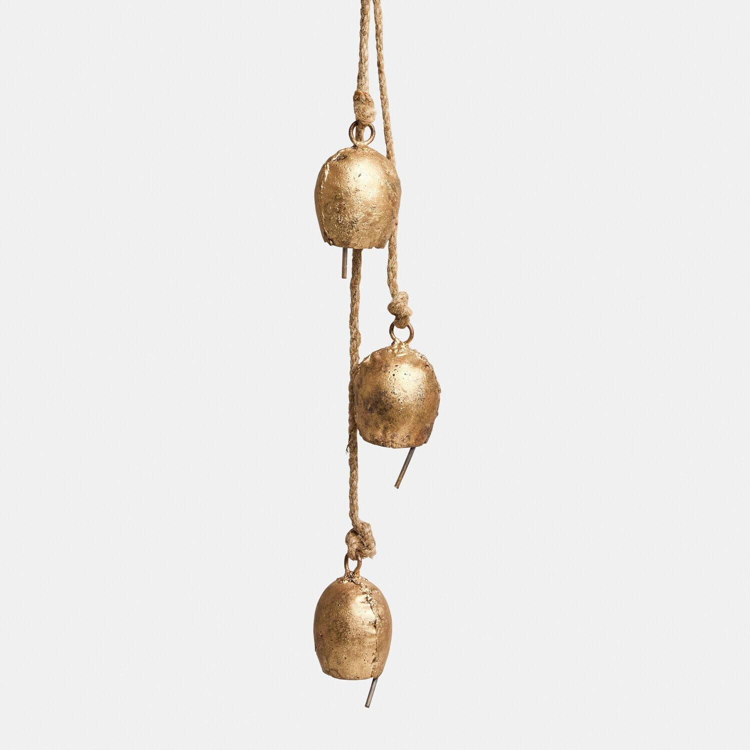 Loberon Glocke 3er Set Orelli - Angenehmer Klang - Rustikal & Festlich Zugleich - Dekoration - Eisen - Jute, antikgold
