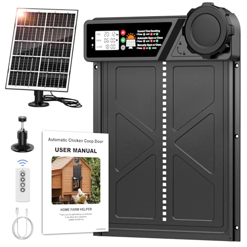 Große automatische Hühnerstalltür, Aluminium automatische Hühnertür mit LCD-Display, Solar-Pannel, Fernbedienung