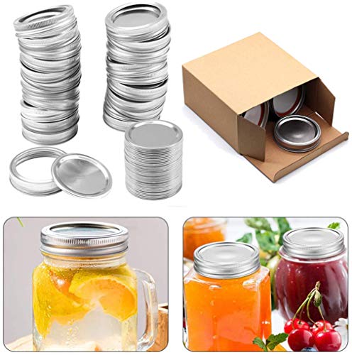 Einmachdeckel, normale Öffnung, Deckel für Einmachgläser, breite Öffnung, geteilter Deckel, auslaufsicher und sicher (24 x Glasbänder und Deckel 70 mm) Cover