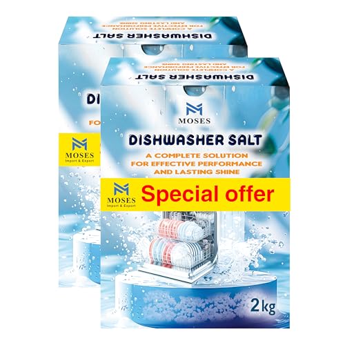 Dishwasher Salt, 2 × 2 kg, Limescale Protection, MOSES Salt (4KG)