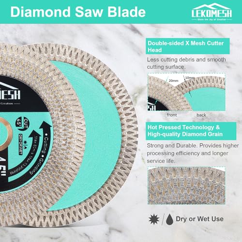 Image of Tile Blade 4 inch /100mm 2pcs - Diamond Saw Blade for Cutting and Grinding Granite Marble Ceramic Porcelain Tile,Arbor 7 /8 inch-5 /8 inch