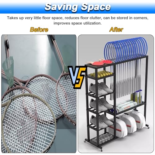 Estante para raquetas de bádminton de acero resistente y duradero 5