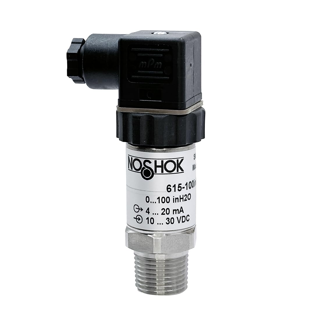 Pressure Transmitter, Wetted Materials: 316 SS, 0 inH2O to 100 inH2O, 0.25% Accuracy (BFSL), 4 mA to 20 mA Output, 1/2 NPT Male, Hirschmann