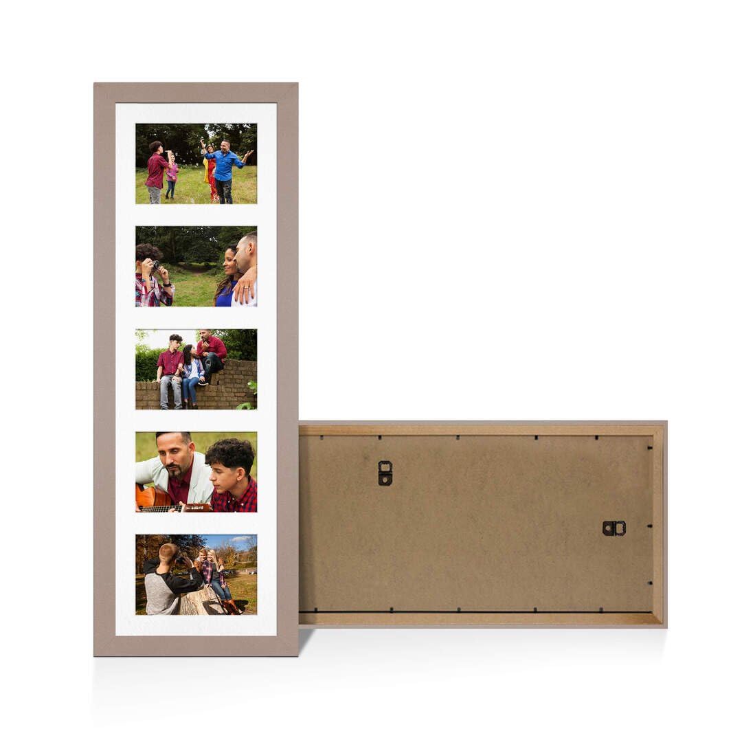 Procut Global 26X8 Rose Gold Photo Frames For Multiple Pictures with White Mount-Modern Collage Frame with 5 Apertures (5x) 6X4-Engineered Wood with Shatterproof Perspex โ image 1