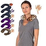 Microwavable Thermal Neck Heating Pad: Heat Therapy Pillow for Sore Neck & Shoulder Muscle Pain Relief - Personal, Reusable, Non Electric Deep Muscle Hot Pack Pads or Cold Compress Wraps - Leopard