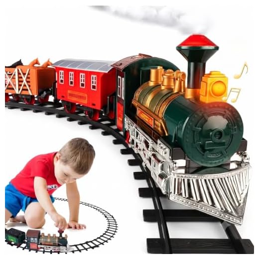 Electric Train Set for Kids Ages 4-8 | Train Set for Kids Ages 4-8 | Battery Powered Trains Sets with Lights & Sounds, Steam Locomotive Engine, Horses & Tracks - Classic Railway Toy Gift