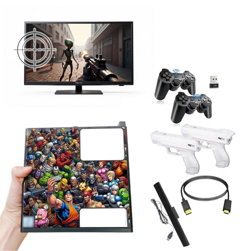 Mini PC Arcade, Core i5-7600T, 8 GB RAM, 256 GB SSD NVME, 12000+ juegos, 2 Gamepad inalámbrico, 2 pistolas LightGun, conexiones completas