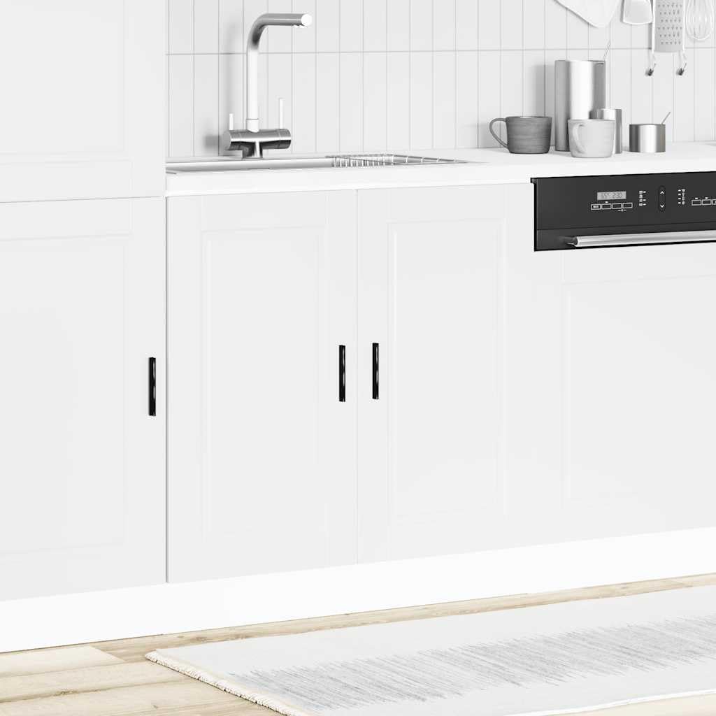 Mueble Bajo Fregadero Porto IKAYAA - 86x46x81.5cm, Blanco, Sin Encimera, Patas Ajustables