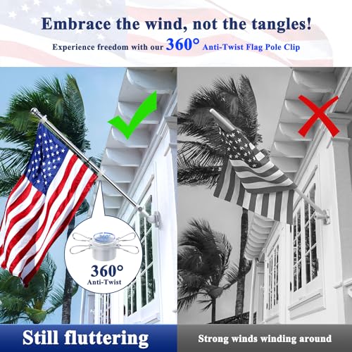 Esttop ETFP-7002 5 Ft Flag Pole, Tangle Free Stainless Steel Weather Resistant Rustproof Flagpole thumb #1