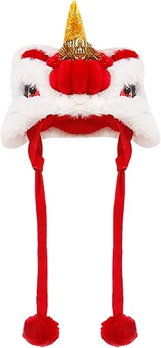 Miniatura 2 de Sombrero para perro, sombrero de león para mascotas de celebración de estilo chino, lindo sombrero de baile de león para perro ajustable para Año