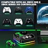 DXKK Xbox One Battery & Charger Sets - 4X 6200mWh Rechargeable Battery Pack with Touch Control LED Light for Xbox One/Series X|S Controllers, Black, L