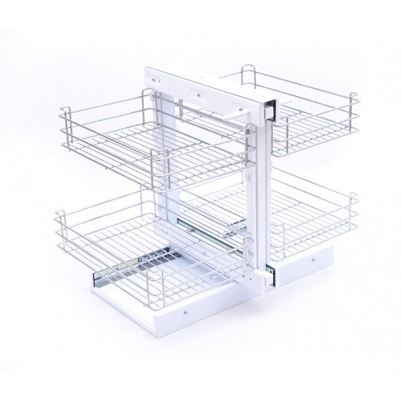 TMY Magic Corner Eckschrank Organizer Beidseitig Montierbar bis 50 kg - Ausziehbare Schublade Küche Stahl - Auszug Küchenschrank Soft-Close-Funktion - Teleskopschublade Ausziehbar für Küchen Schrank