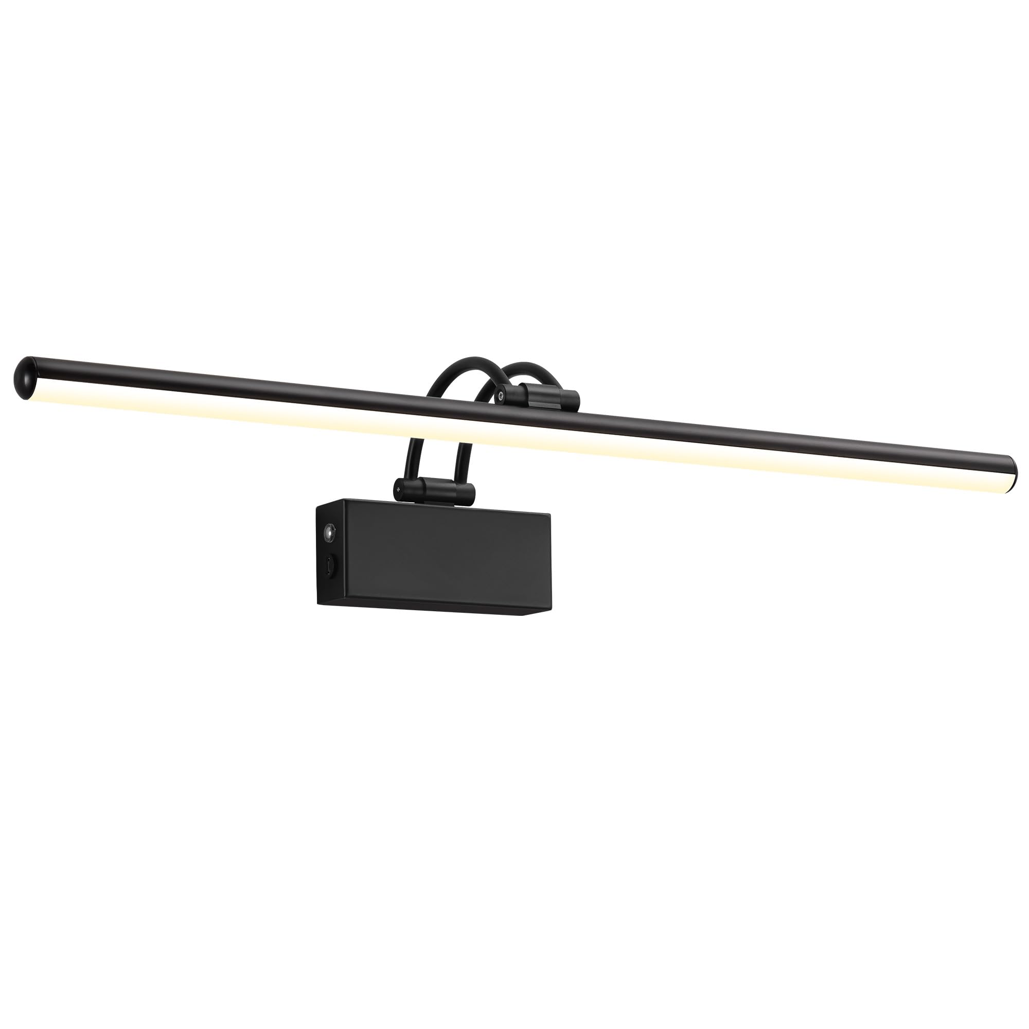 KDG LED Cordless Wall Picture Light with Remote, 7000mAh Rechargeable Dimmable Art Lighting, Adjustable Swing Arm, Picture Frame Light for Gallery, Living Room, Hallway, 24 inch, Black
