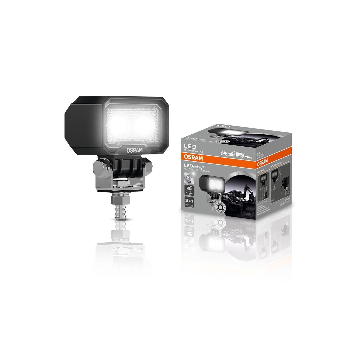 OSRAM LEDriving Lightbar WL VX80-WD, OFF ROAD LED work lights, 800 lumens, up to 39 m long light beam, 12V/24V