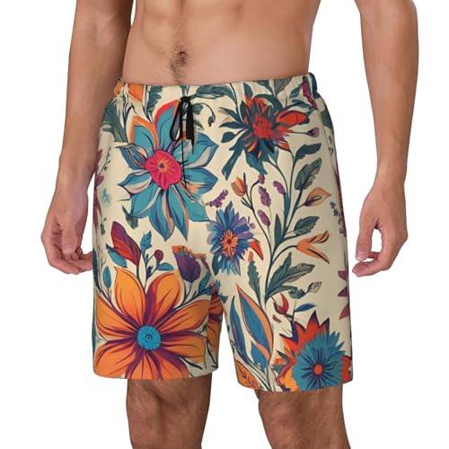 Colorful Boho Floral Print Men Stylish Functionality Swim Trunks Breathable Beach Shorts Surfing Gym Fishing2