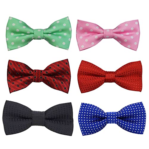 Kids Bow Tie for Boy, Adjustable Pre Tied Neck Bowtie for 3-8 Child & Baby Toddler Party B-B-BT5 (Z - Set 6 -Green, Maroon, Black, Pink, Red, Royal Blue)